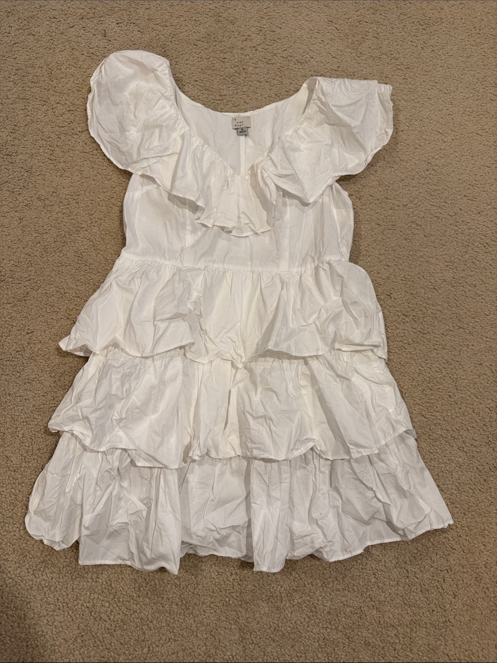 *White Ruffle Tiered Dress